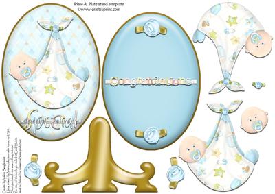 Congratulations Special Delivery Baby Boy Plate & Stand