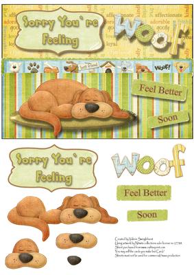 Sorry You're Feeling Woof Get Well Card Front