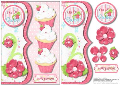 Happy Birthday Oh So Sweet Cupcake Mock Envelope Card Front