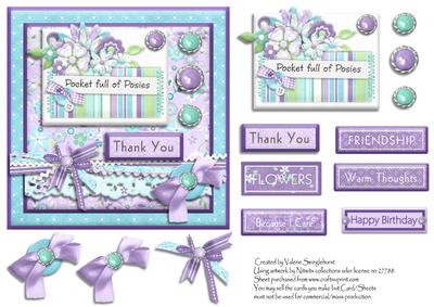 Pocket Full of Posies 6 Various Sentiments Card Front