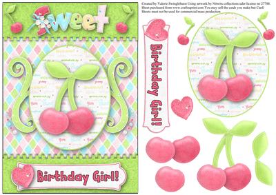 Sweet Birthday Girl Card Front with Decoupage
