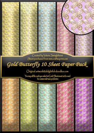Gold Butterfly 10 Sheet Paper Pack Kit