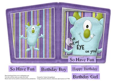 I've Got My Eye on You Monster Birthday Card Boy or Girl