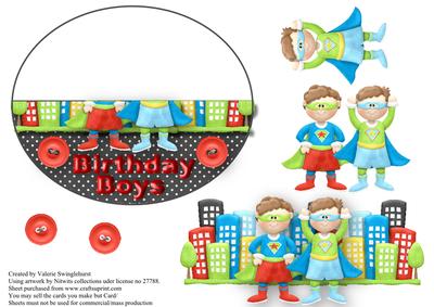 Little Hero Birthday Boys No Hole Over the Edge Wobble Card