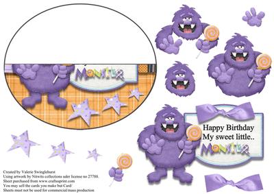Sweet Little Monster No Hole Over the Edge Wobble Card