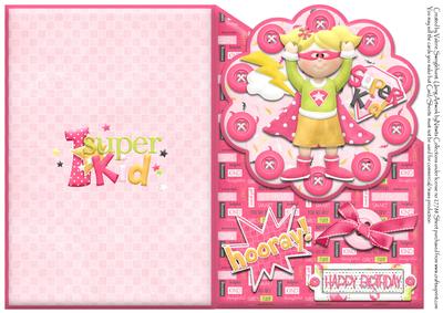 Hooray Supergirl Happy Birthday Quick Cut & Fold Card
