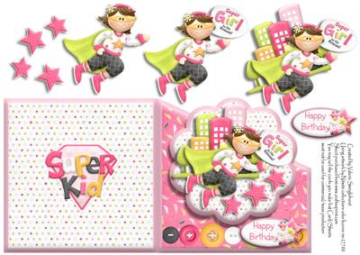Supergirl to the Rescue Happy Birthday Quick Cut & Fold Card