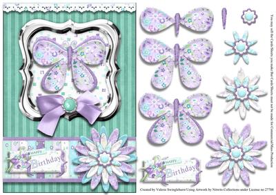 Framed Butterfly Card Front with Decoupage