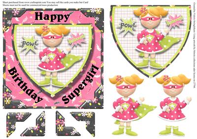Happy Birthday Supergirl Square Quick Card Front
