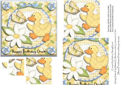 Happy Birthday Chick! Pyramid Square Card Front