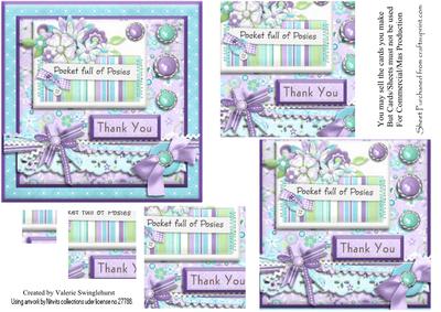 Pocket Full of Posies Thank You Pyramid Card Front