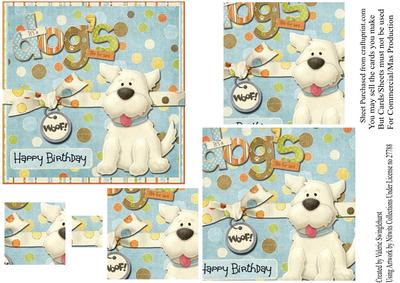 Woof Happy Birthday Pyramid Square Card Front