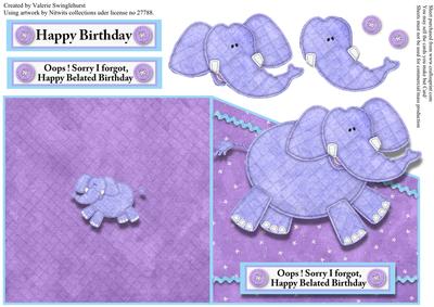 Oops Sorry I Forgot Purple Elephant or Birthday