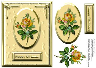 Vintage Rose Happy Birthday Card Front