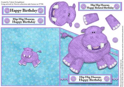 Hippo,hip Hip Hooray Birthday or Belated Birthday