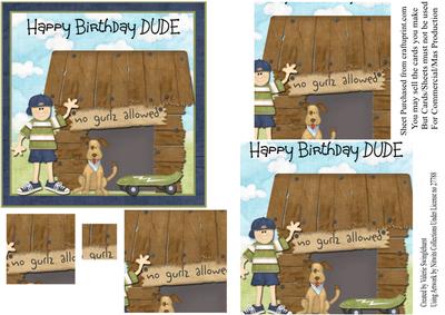 No Girlz Allowed Happy Birthday Dude Pyramid Card Front