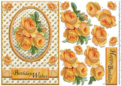 Vintage Orange Roses in Oval Frame Step by Step Card Front