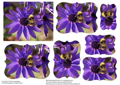 Beautiful Purple Flower with Bee Decoupage Sheet