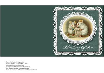 Reading Mice Green Quick Square Cut & Fold Card
