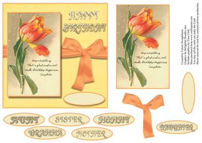 Vintage Tulip Card Front with Verse & Various Sentiments