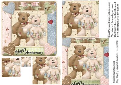 Happy Anniversary Teddies Pyramid Card Front
