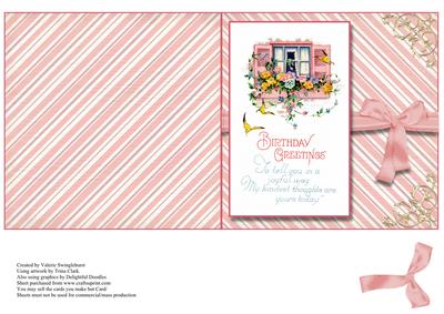 Floral Window Birthday Greetings Verse Cut & Fold Card
