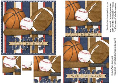 Boys Will Be Boys Pyramid Square Card Front Sport Themed