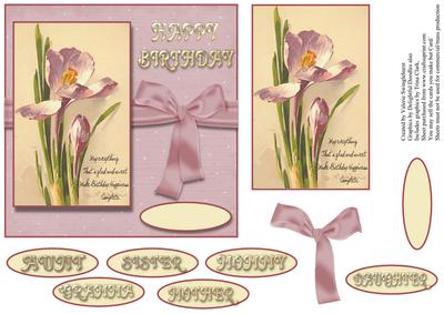 Vintage Crocus Card Front with Verse & Various Sentiments