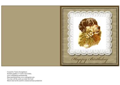 Vintage Dog with Flowers Happy Birthday Quick Cut & Fold