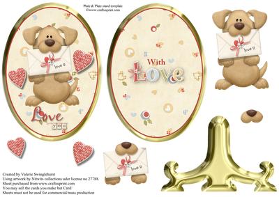 Love You Dog Plate & Stand Card