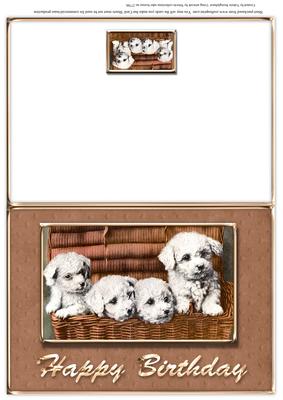 Puppies in a Basket Happy Birthday Quick Cut & Fold Card