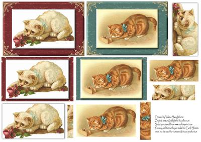 Two on a Sheet Vintage Cat Toppers