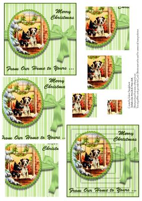 Vintage Dogs in Window from Our Home Pyramid Card Front