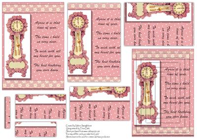 Pink Floral Clock Time of Year Birthday Pyramid