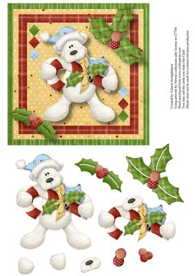 Cute Polar Bear with Candy Cane Card Front