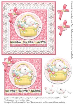 Happy Birthday Cat in a Basket Card Front