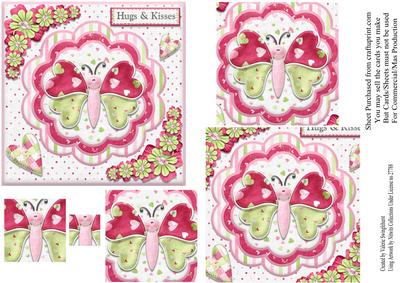 Butterfly Hugs & Kisses Valentine or Birthday Pyramid