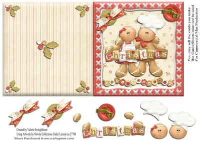 Gingerbread Christmas Cooks Quick Cut & Fold Card