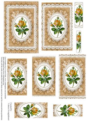 Layered Lace Frames Pyramid with Vintage Rose