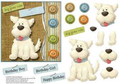 So Dog-gone Cute Dog Card Front + Decoupage