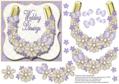 Wedding Blessings Floral Horseshoe Cream with Purple Trim