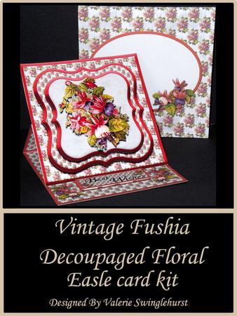 Vintage Fushia Easel Card Kit and Matching Envelope