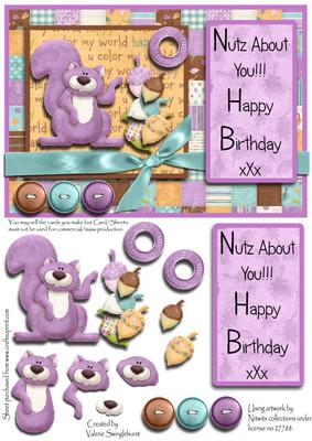 Nutz About You Squirrel Happy Birthday Card Front