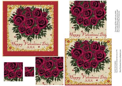 Red Roses for Valentines Day Pyramid Card Front