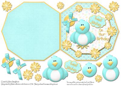 Tweet Wishes on Your Birthday Octogon Shaped Card