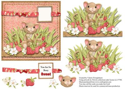 You Are So Berry Sweet Strawberry Mouse Card Front