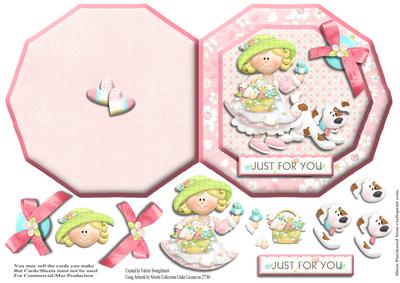 Just for You Girl with Pet Dog Octogon Shaped Card