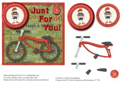 Just for You Boys Bicycle Square Card Front