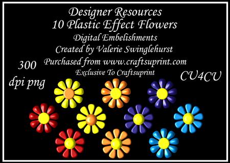 10 Pretty Flowers with Brad Centres Digital Embelishments