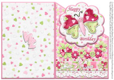 Birthday Butterfly Diagonal Quick Cut & Fold Card Card